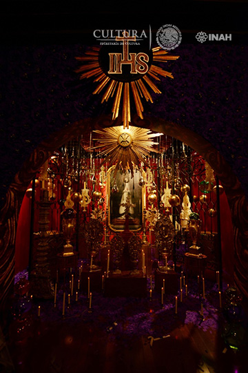Pieza. Óleo sobre tela Altar virgen de la soledad, colección Convento de San Joaquín, siglo 18.