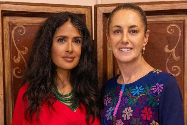 Sheinbaum conoce a Salma Hayek: 
