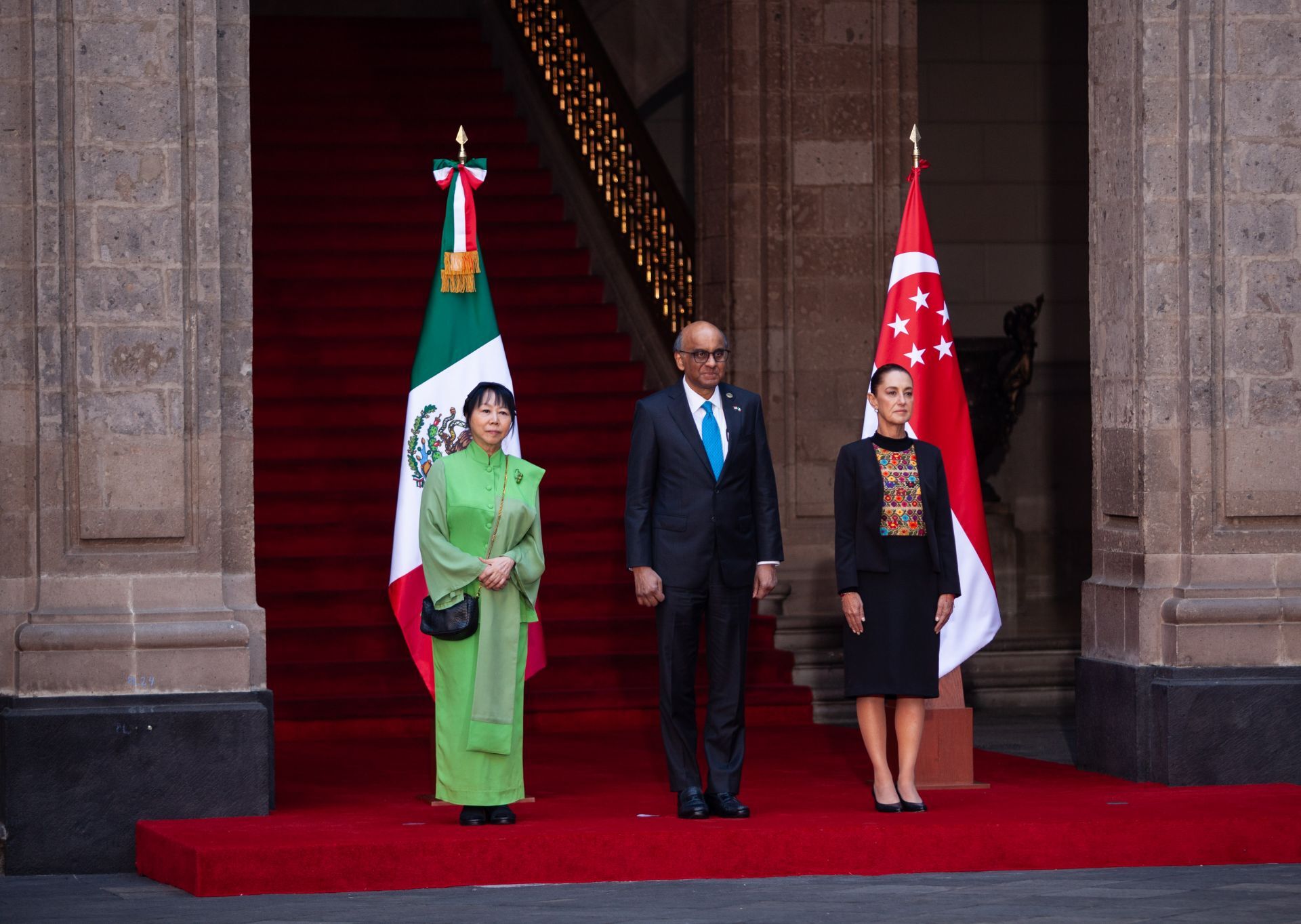 Sheinbaum recibe al presidente de Singapur