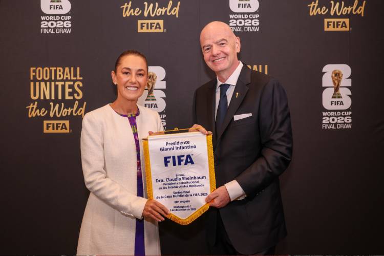 Sheinbaum ya está presente en el sorteo del Mundial 2026