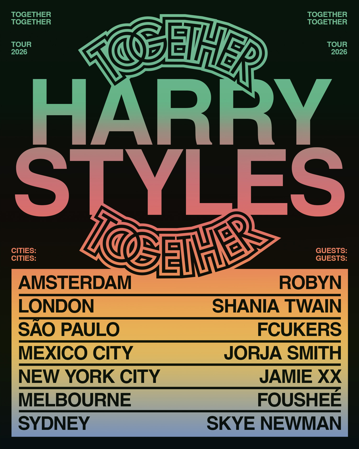 Harry Styles anuncia la gira mundial 'Together, Together' por siete ciudades
