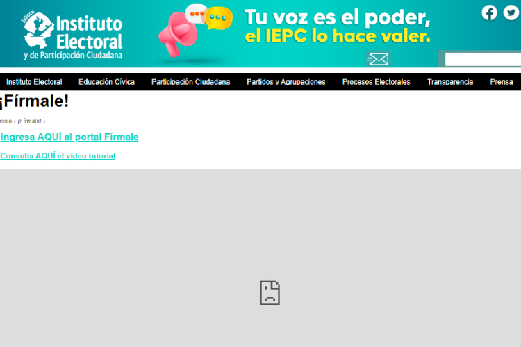 Denuncian caída de plataforma del IEPC para firmas del plebiscito