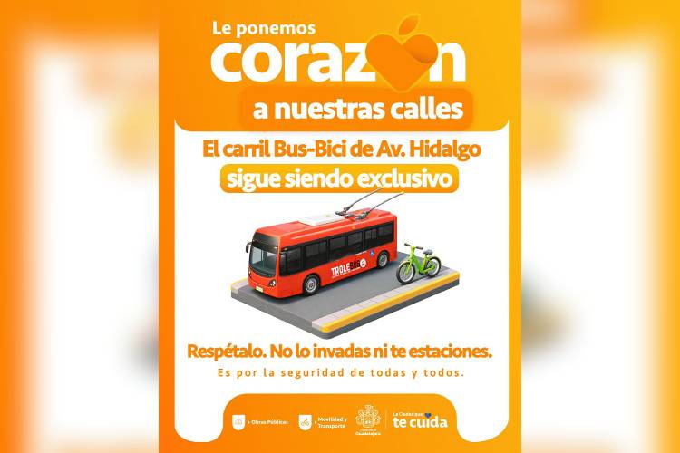 Llama GDL a respetar el carril exclusivo en Hidalgo ante obras