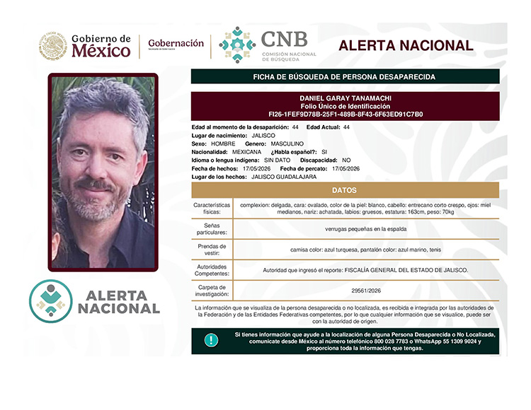 Buscan a Daniel Garay Tanamachi; desapareció el domingo en GDL