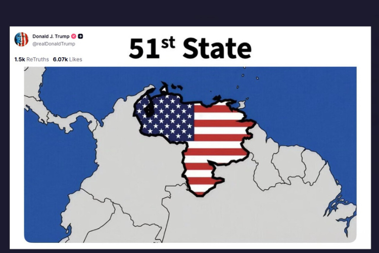 Trump publicó mapa de Venezuela como estado 51 de EUA
