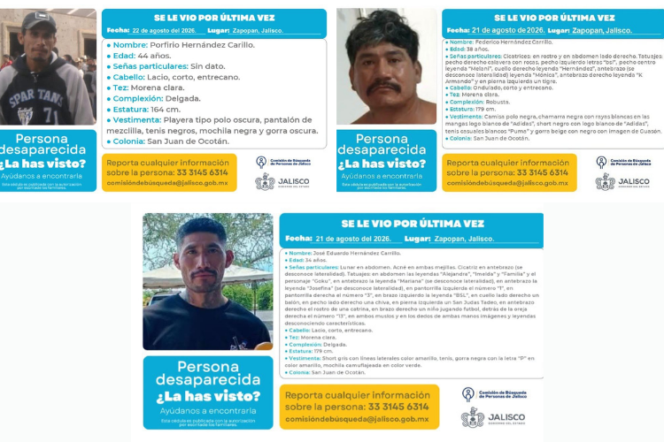 Desaparecieron tres hermanos con pocas horas de diferencia en Zapopan
