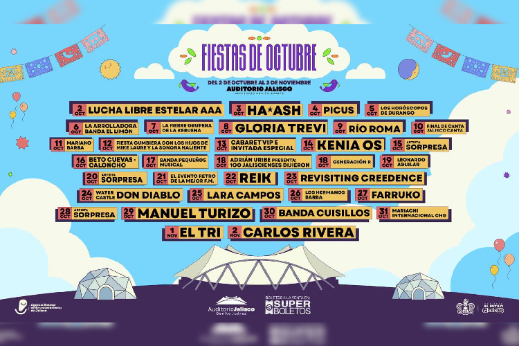 Revelan cartelera de Fiestas de Octubre 2026