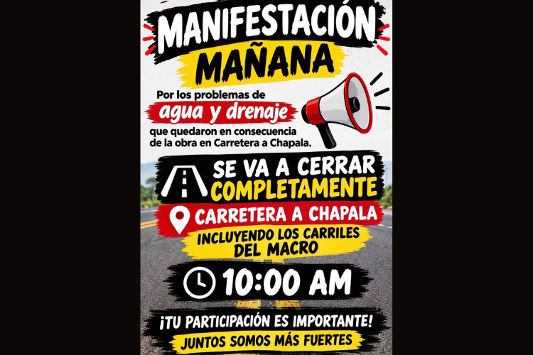 Convocan a manifestación en carretera a Chapala por problemas de agua