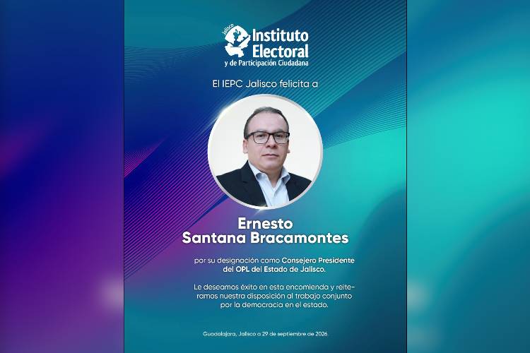 Nombran a Ernesto Santana Bracamontes como nuevo presidente del IEPC Jalisco