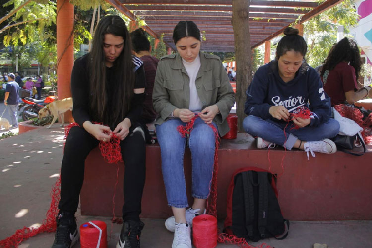 (A TEJER. El colectivo se reúne domingo a domingo en el Parque Revolución. Foto: Jorge Alberto Mendoza)